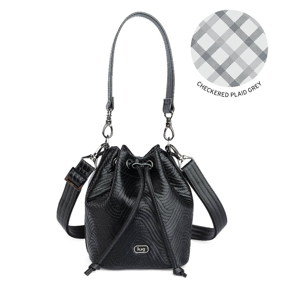Lug Satin Luxe Drawstring Bucket Bag - Black - new with tags